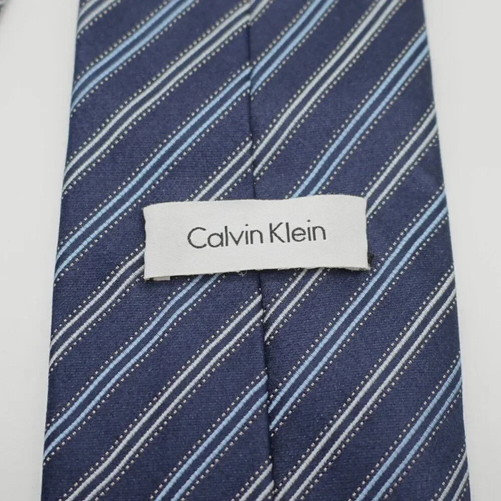 Calvin Klein Blue Striped Woven‎ Silk Tie